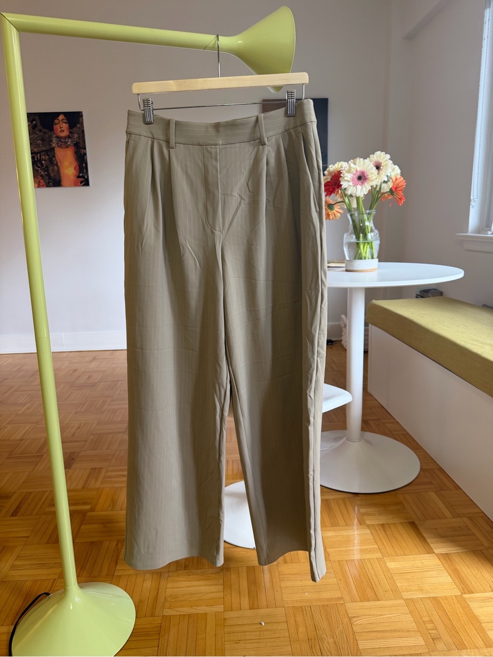 lululemon Beige with white tripe High-Rise Wide-Leg Pants (regular length) Large